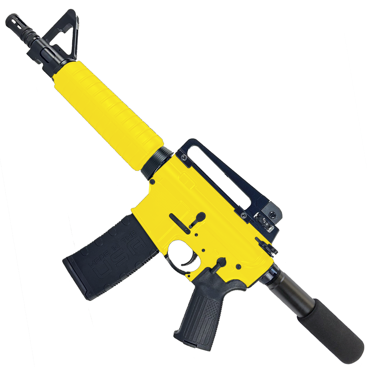 AR-15 A2 Style Semi Auto 5.56 NATO Pistol 10" Barrel w/ Custom FSB - Lemon Zest