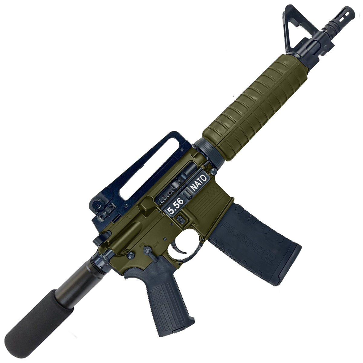 AR-15 A2 Style Semi Auto 5.56 NATO Pistol 10" Barrel w/ Custom FSB - Magpul ODG