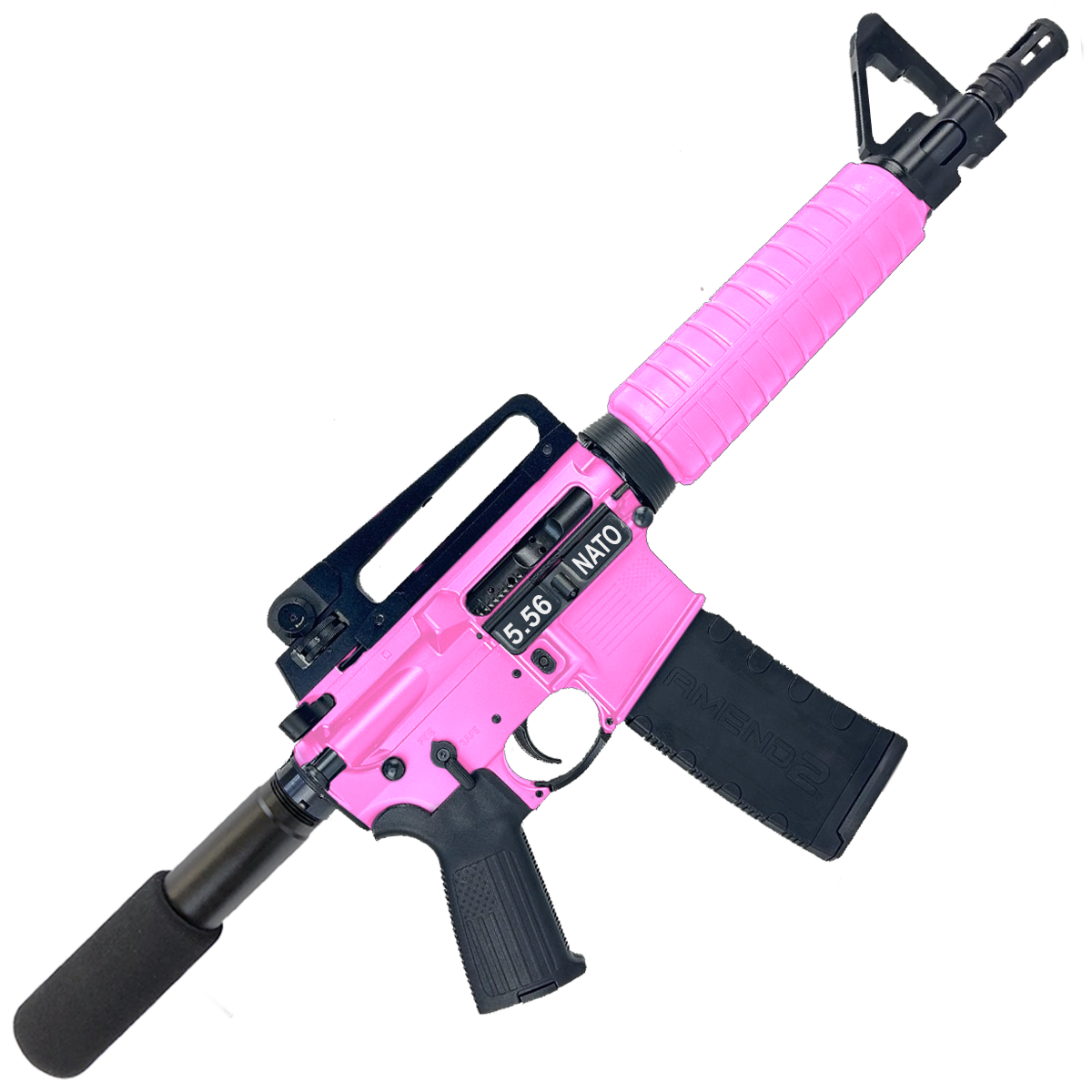 AR-15 A2 Style Semi Auto 5.56 NATO Pistol 10" Barrel w/ Custom FSB - Sig Pink