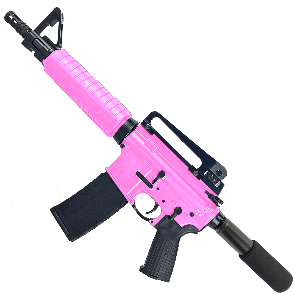 AR-15 A2 Style Semi Auto 5.56 NATO Pistol 10" Barrel w/ Custom FSB - Sig Pink