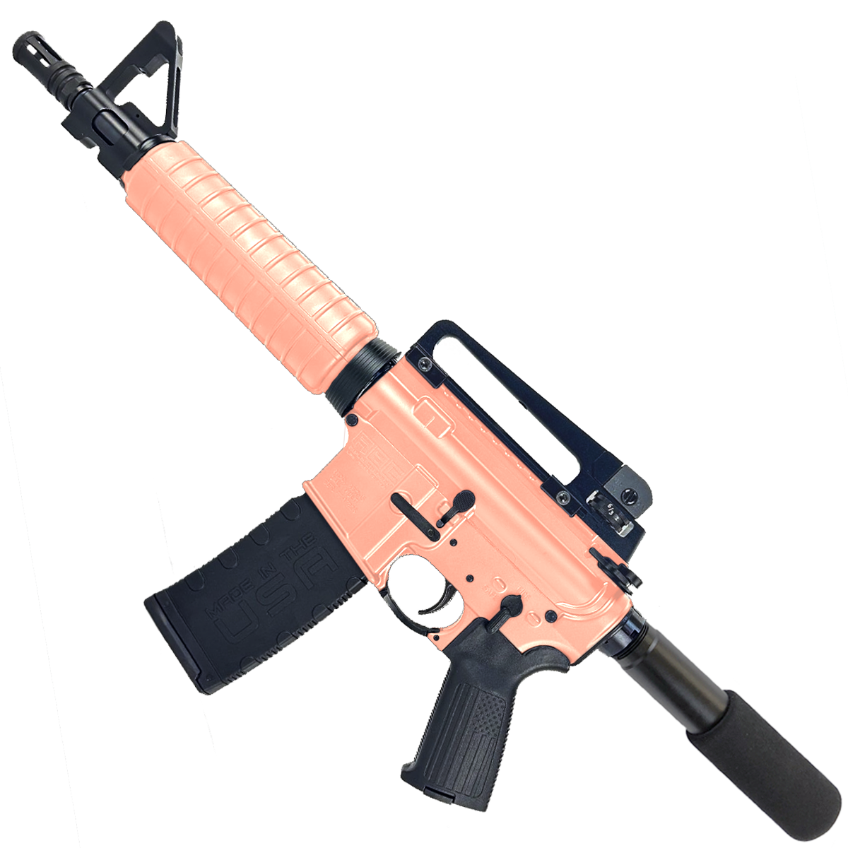 AR-15 A2 Style Semi Auto 5.56 NATO Pistol 10" Barrel w/ Custom FSB - Rose Gold