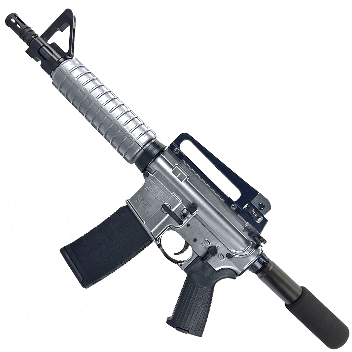 AR-15 A2 Style Semi Auto 5.56 NATO Pistol 10" Barrel w/ Custom FSB - Tungsten Gray