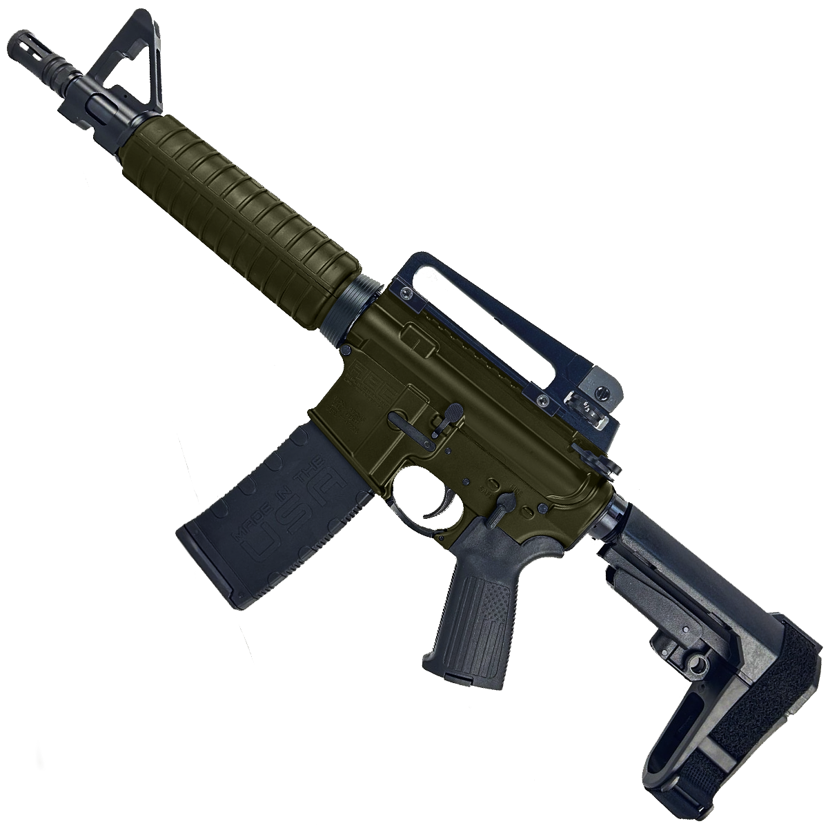 AR-15 A2 Style Semi Auto 5.56 NATO Pistol 10" Barrel w/ Custom FSB - Magpul ODG