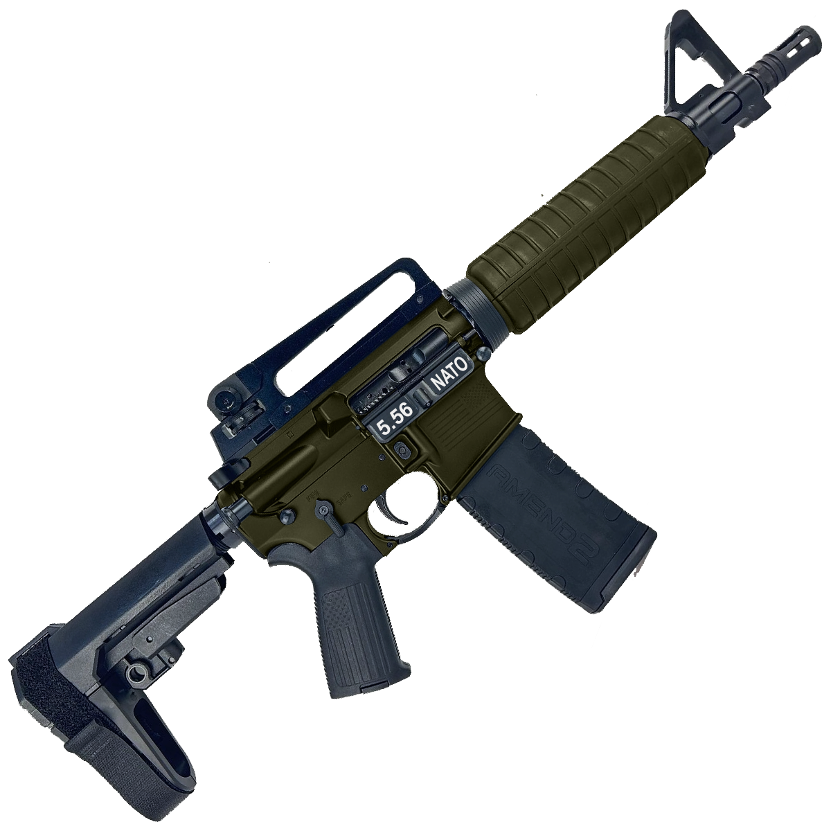 AR-15 A2 Style Semi Auto 5.56 NATO Pistol 10" Barrel w/ Custom FSB - Magpul ODG