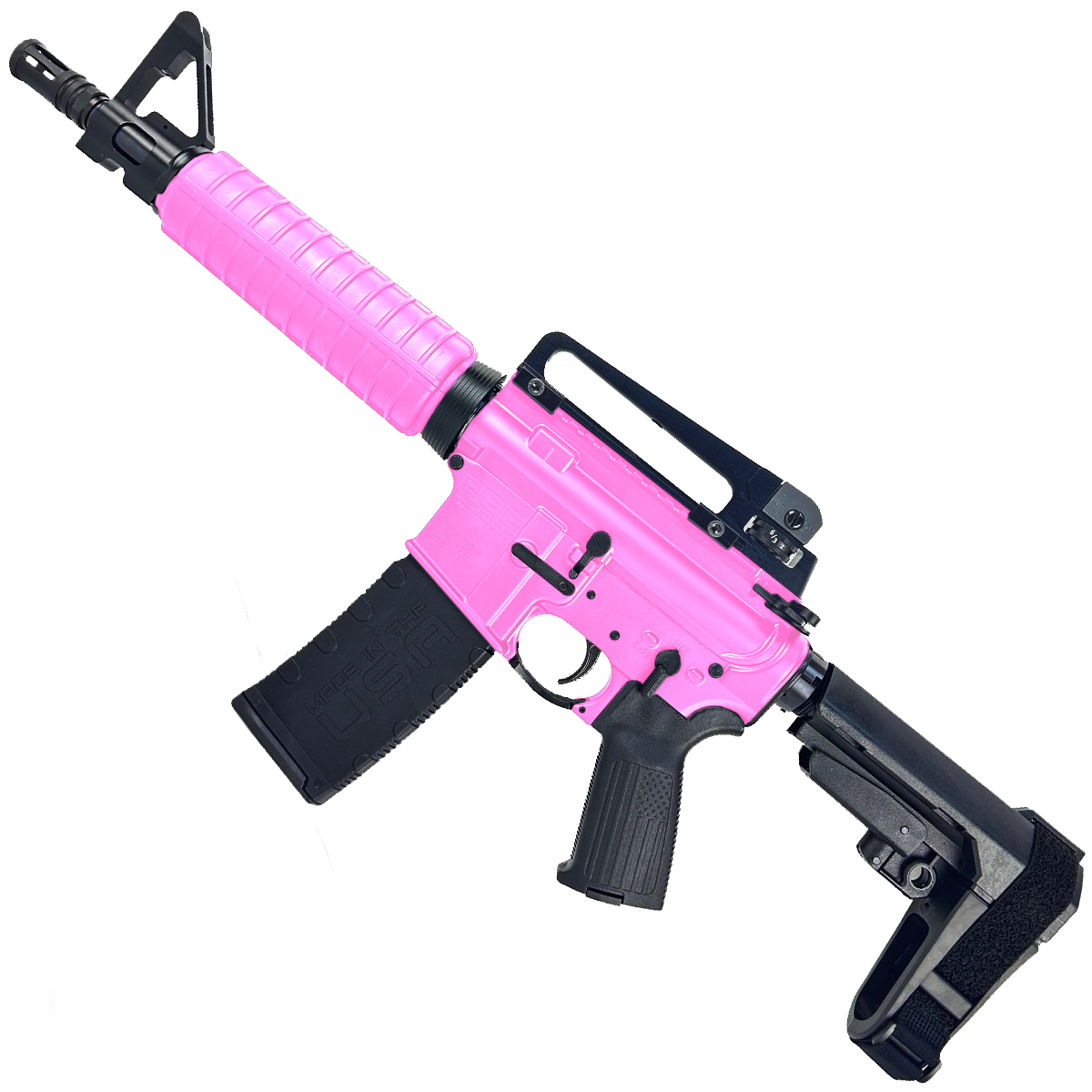 AR-15 A2 Style Semi Auto 5.56 NATO Pistol 10" Barrel w/ Custom FSB - Sig Pink