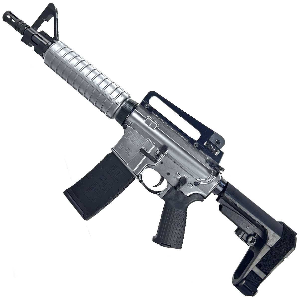 AR-15 A2 Style Semi Auto 5.56 NATO Pistol 10" Barrel w/ Custom FSB - Tungsten Gray