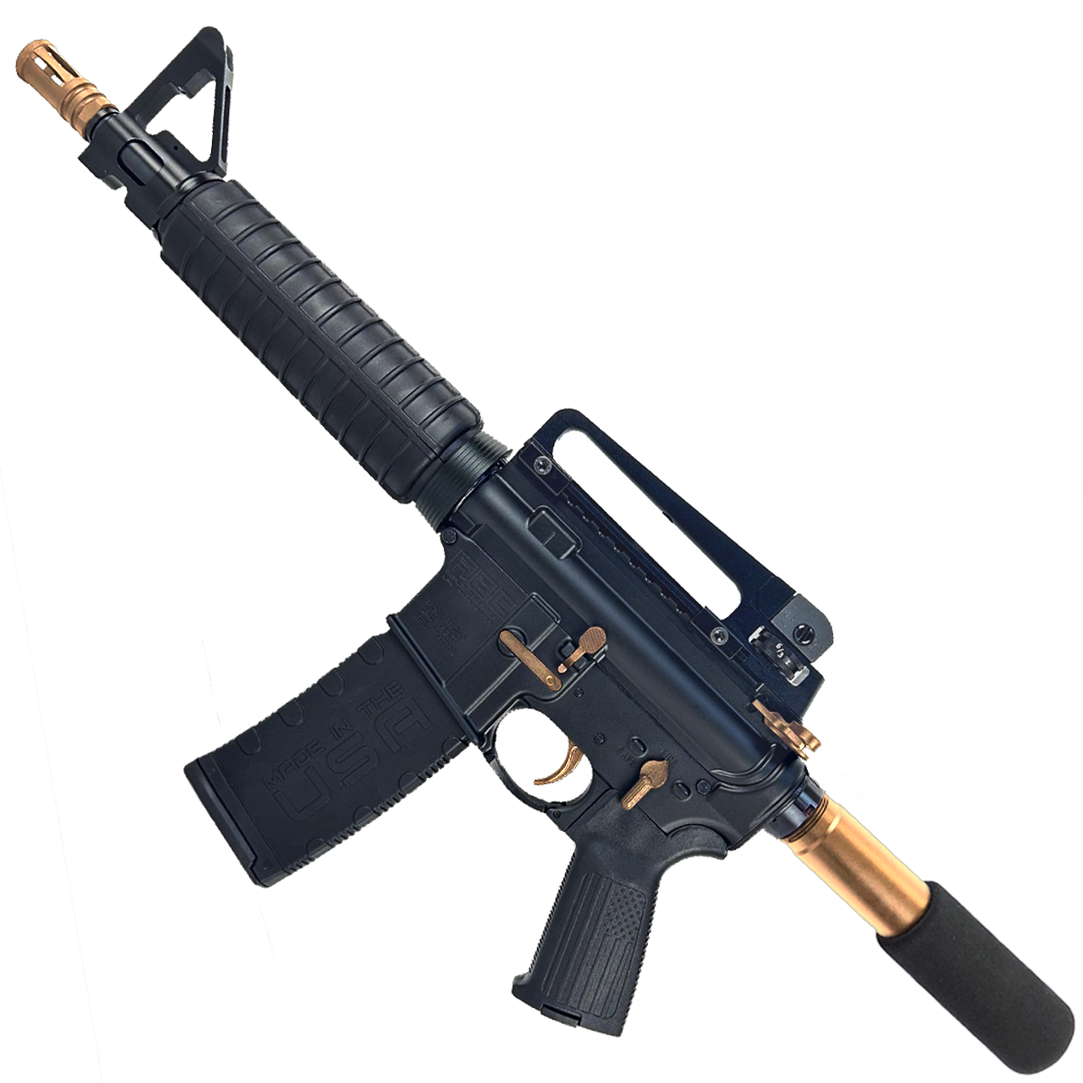 AR-15 Two-Tone A2 Style Semi Auto 5.56 NATO Pistol 10" Barrel w/ Custom FSB - Black and Bronze