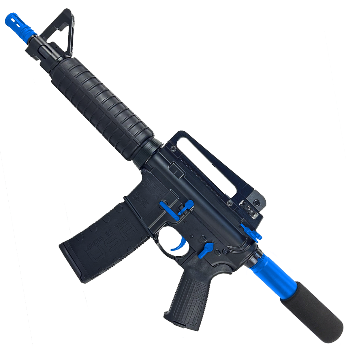 AR-15 Two-Tone A2 Style Semi Auto 5.56 NATO Pistol 10" Barrel w/ Custom FSB - Black and Flame Blue