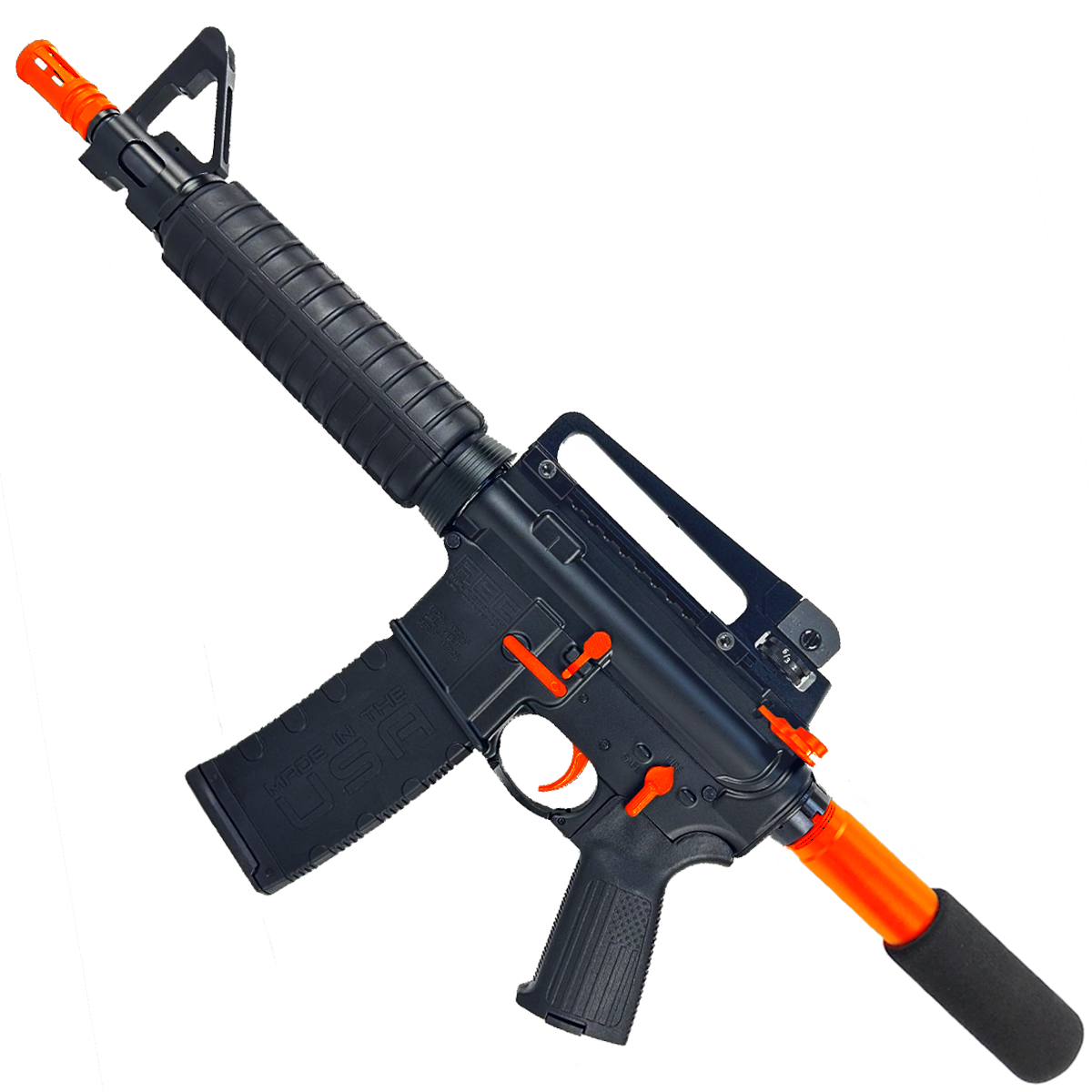 AR-15 Two-Tone A2 Style Semi Auto 5.56 NATO Pistol 10" Barrel w/ Custom FSB - Black and Hunter Orange
