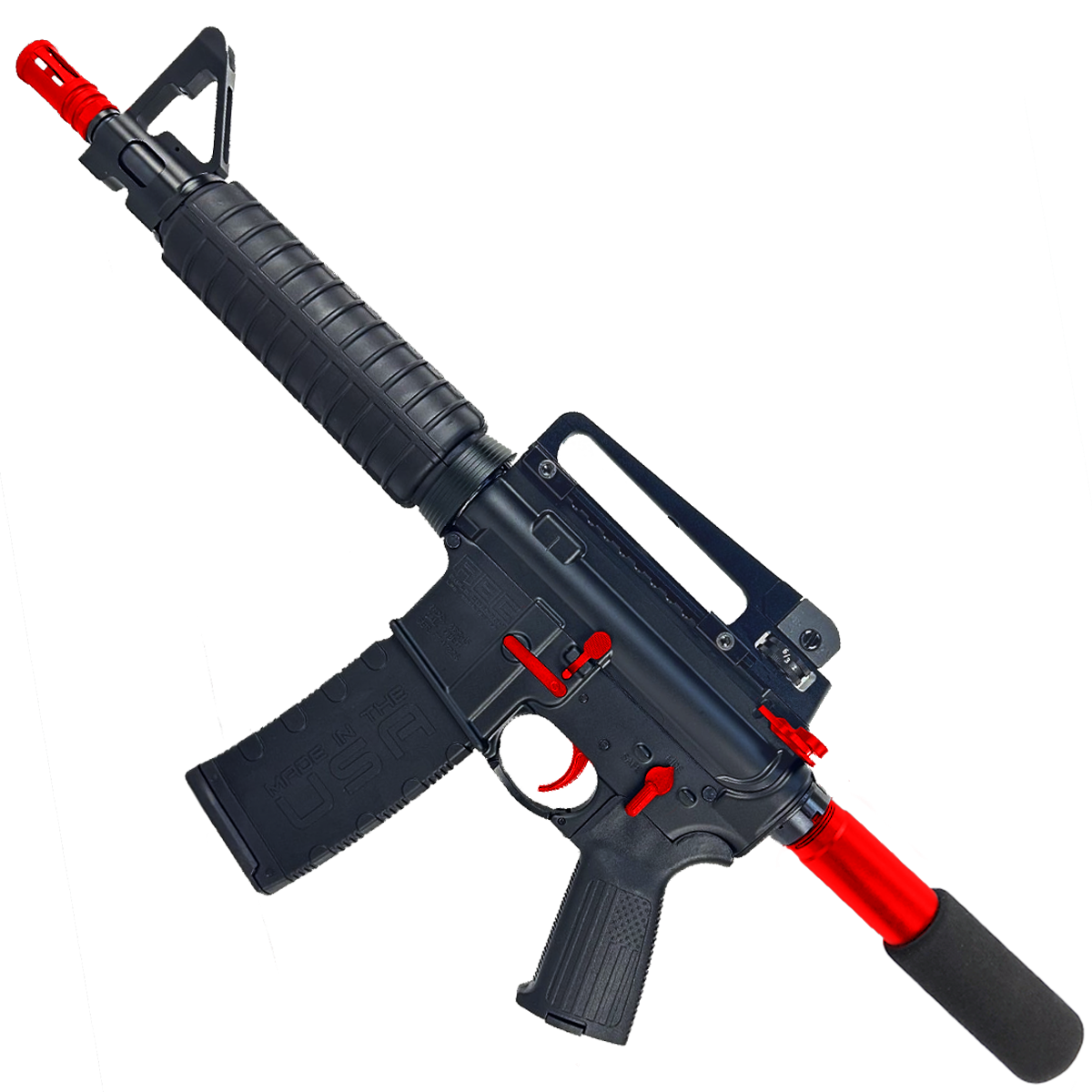 AR-15 Two-Tone A2 Style Semi Auto 5.56 NATO Pistol 10" Barrel w/ Custom FSB - Black and Red