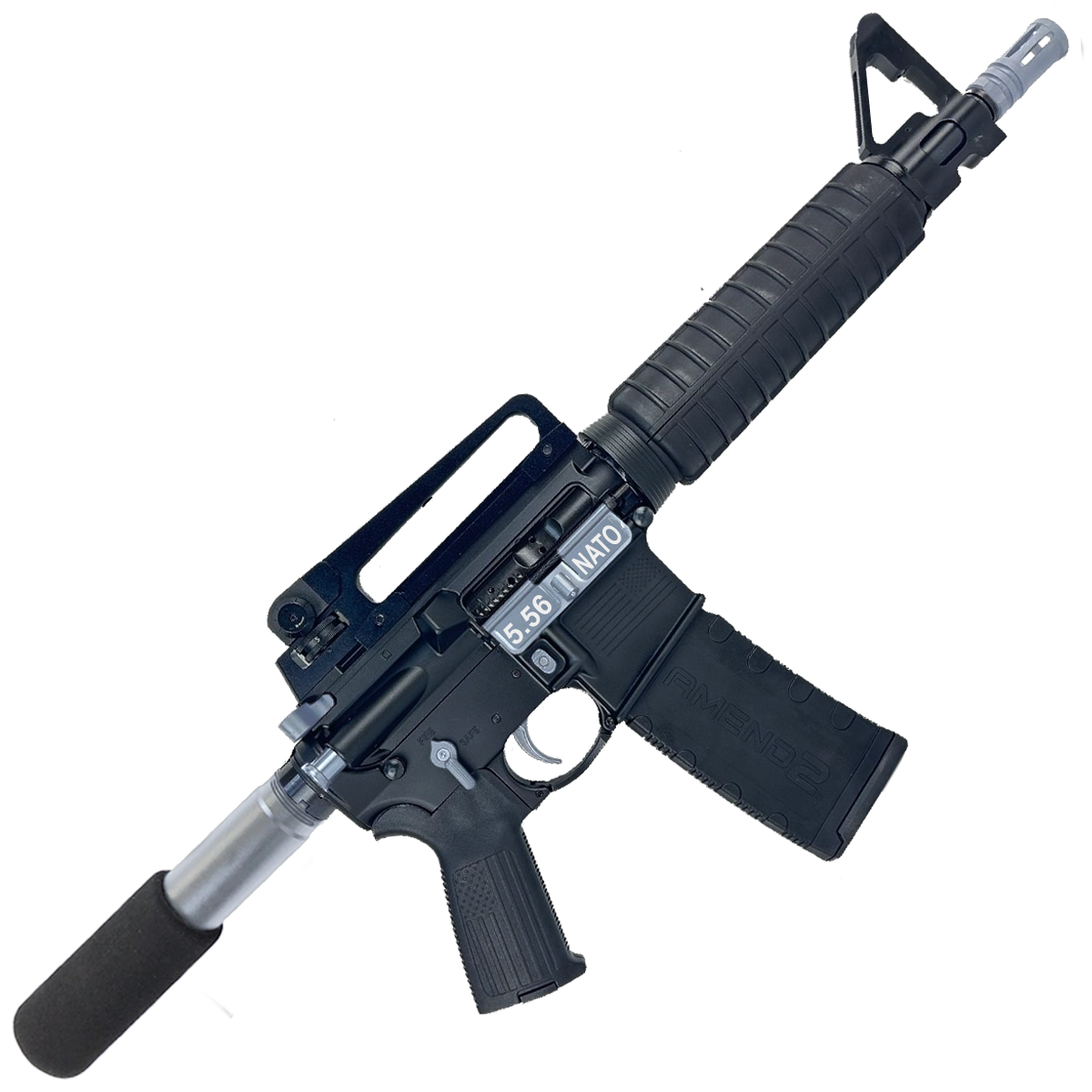 AR-15 Two-Tone A2 Style Semi Auto 5.56 NATO Pistol 10" Barrel w/ Custom FSB - Black and Sniper Gray