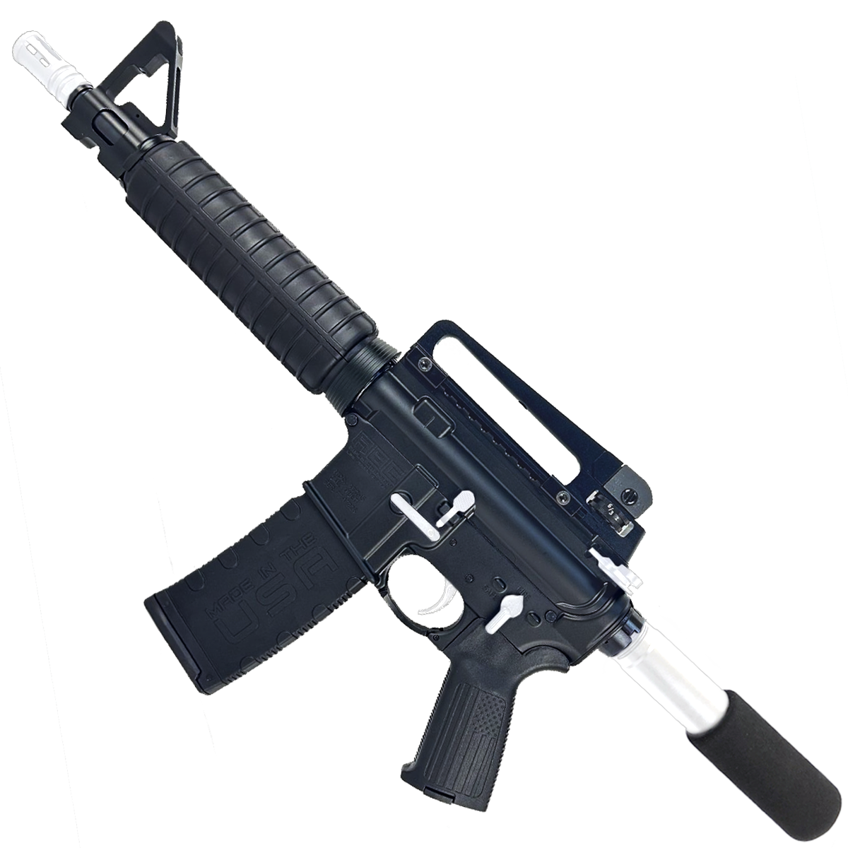 AR-15 Two-Tone A2 Style Semi Auto 5.56 NATO Pistol 10" Barrel w/ Custom FSB - Black and White