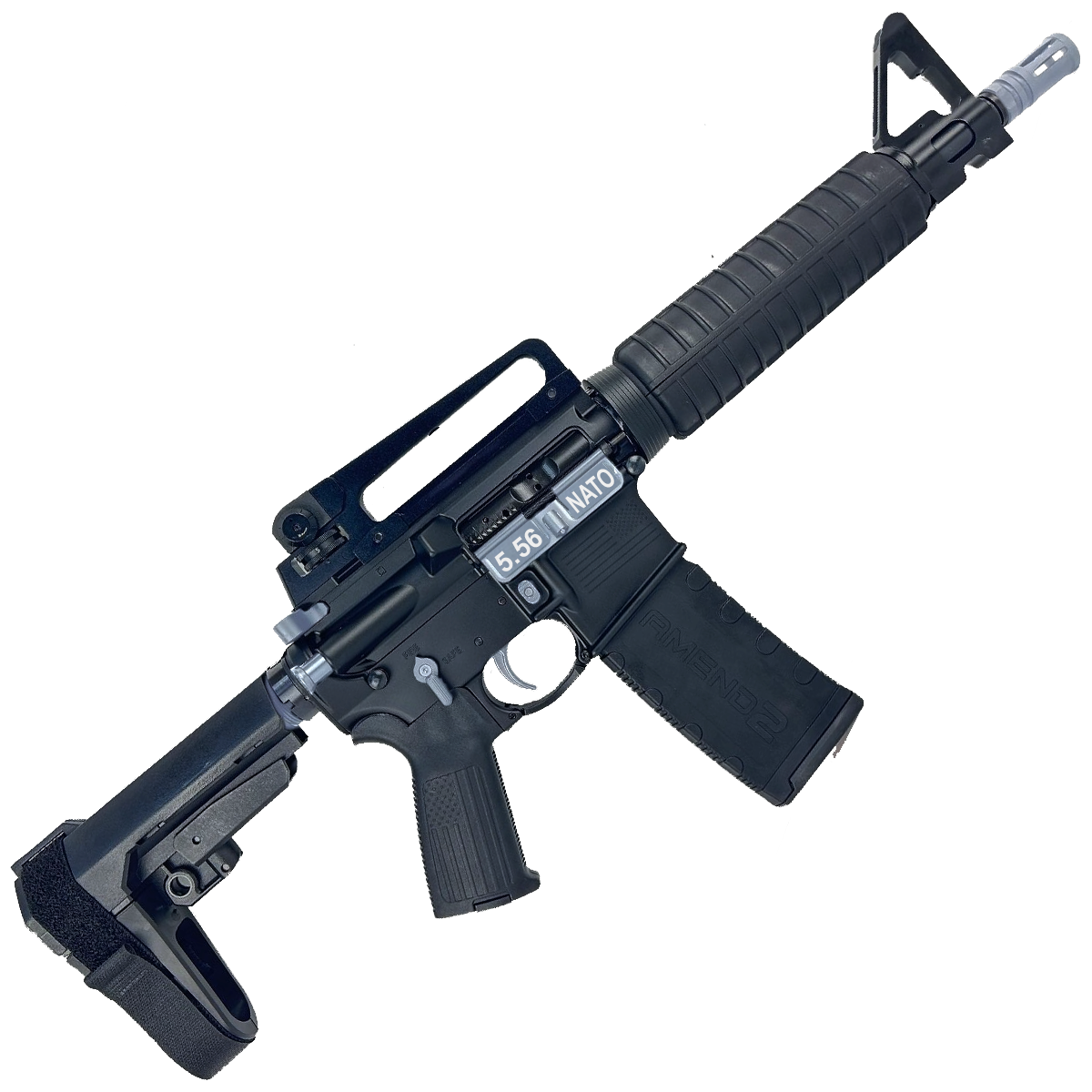 AR-15 Two-Tone A2 Style Semi Auto 5.56 NATO Pistol 10" Barrel w/ Custom FSB - Black and Sniper Gray