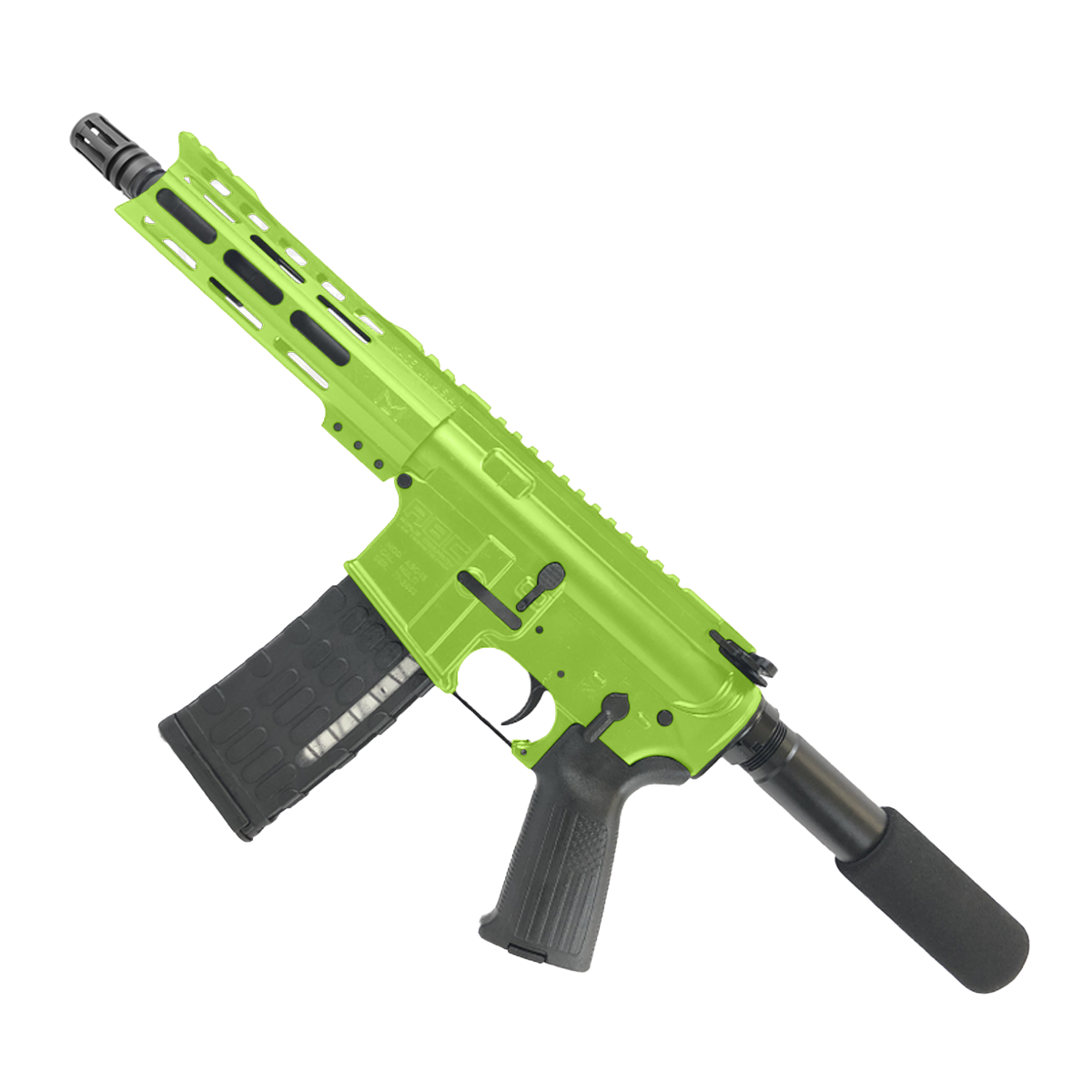 AR-15 Semi Auto .223 5.56 Pistol 7.5" Barrel 7" American Built Custom MLOK Handguard - Zombie Green
