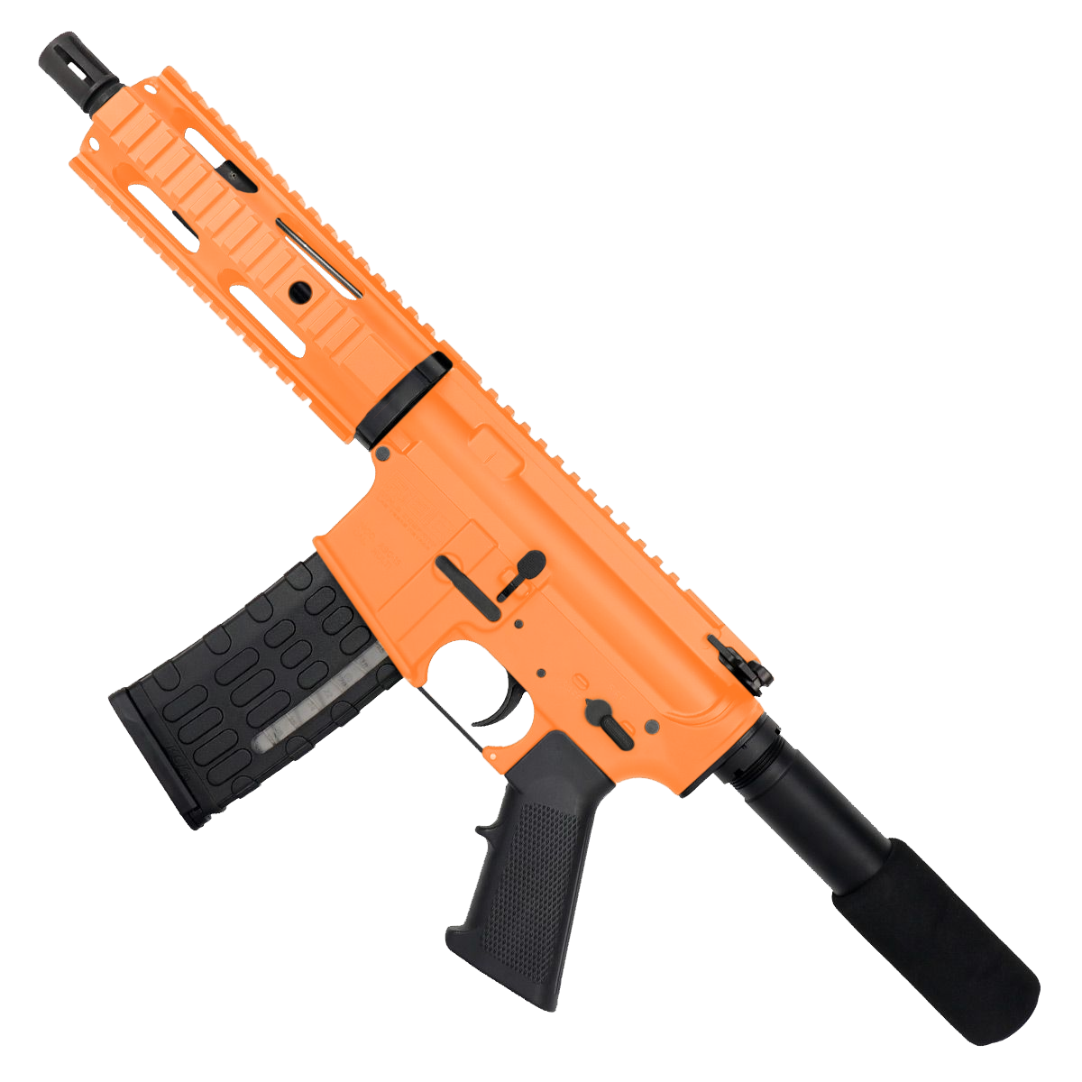 AR-15 Semi Auto .223/5.56 Tactical Pistol 7.5" Barrel 7" Quad Rail - Tequila Sunrise Orange