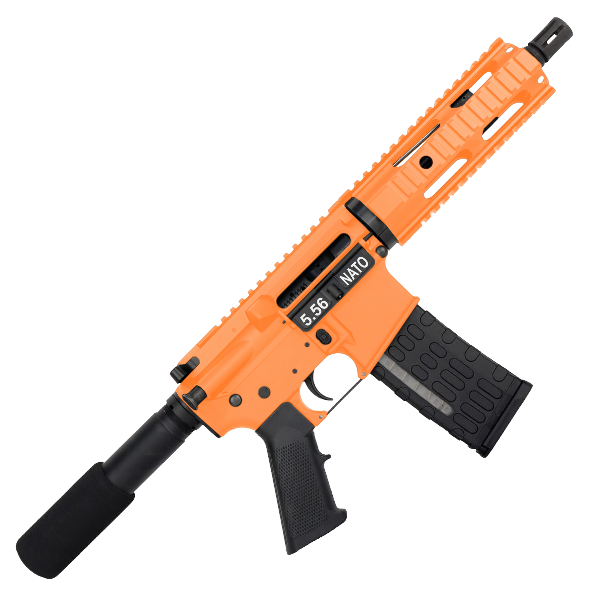 AR-15 Semi Auto .223/5.56 Tactical Pistol 7.5" Barrel 7" Quad Rail - Tequila Sunrise Orange