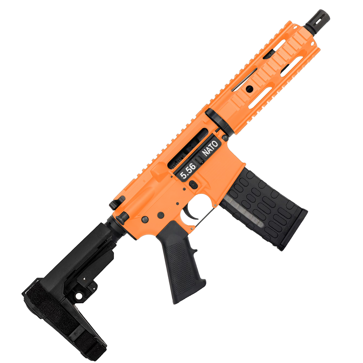 AR-15 Semi Auto .223/5.56 Tactical Pistol 7.5" Barrel 7" Quad Rail - Tequila Sunrise Orange