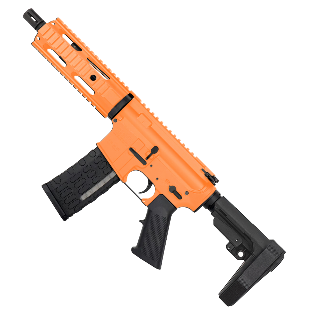 AR-15 Semi Auto .223/5.56 Tactical Pistol 7.5" Barrel 7" Quad Rail - Tequila Sunrise Orange