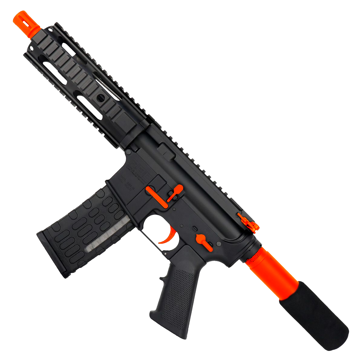 AR-15 Two-Tone Semi Auto .223/5.56 Tactical Pistol 7.5" Barrel 7" Quad Rail - Black and Hunter Orange