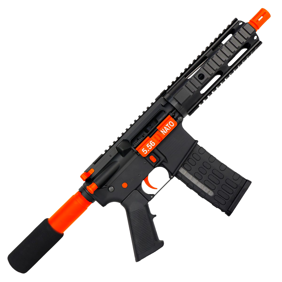AR-15 Two-Tone Semi Auto .223/5.56 Tactical Pistol 7.5" Barrel 7" Quad Rail - Black and Hunter Orange