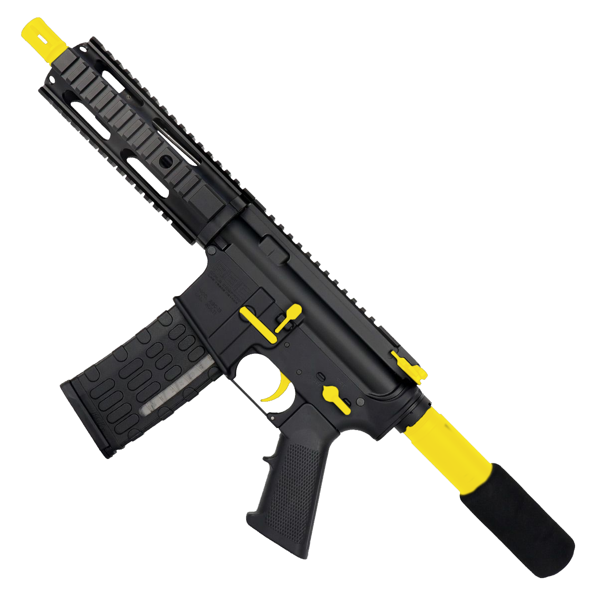 AR-15 Two-Tone Semi Auto .223/5.56 Tactical Pistol 7.5" Barrel 7" Quad Rail - Black and Lemon Zest