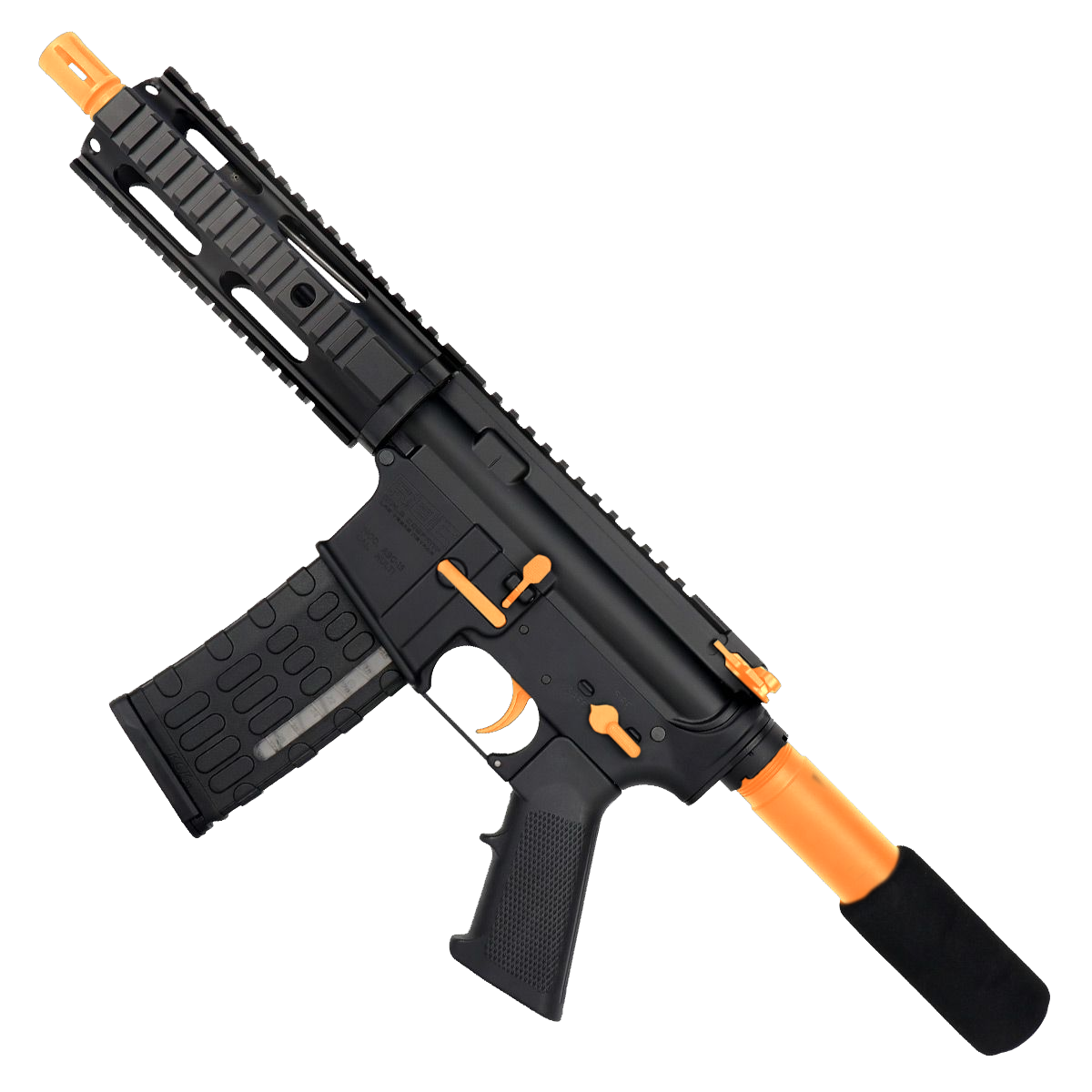 AR-15 Two-Tone Semi Auto .223/5.56 Tactical Pistol 7.5" Barrel 7" Quad Rail - Black and Tequila Sunrise Orange