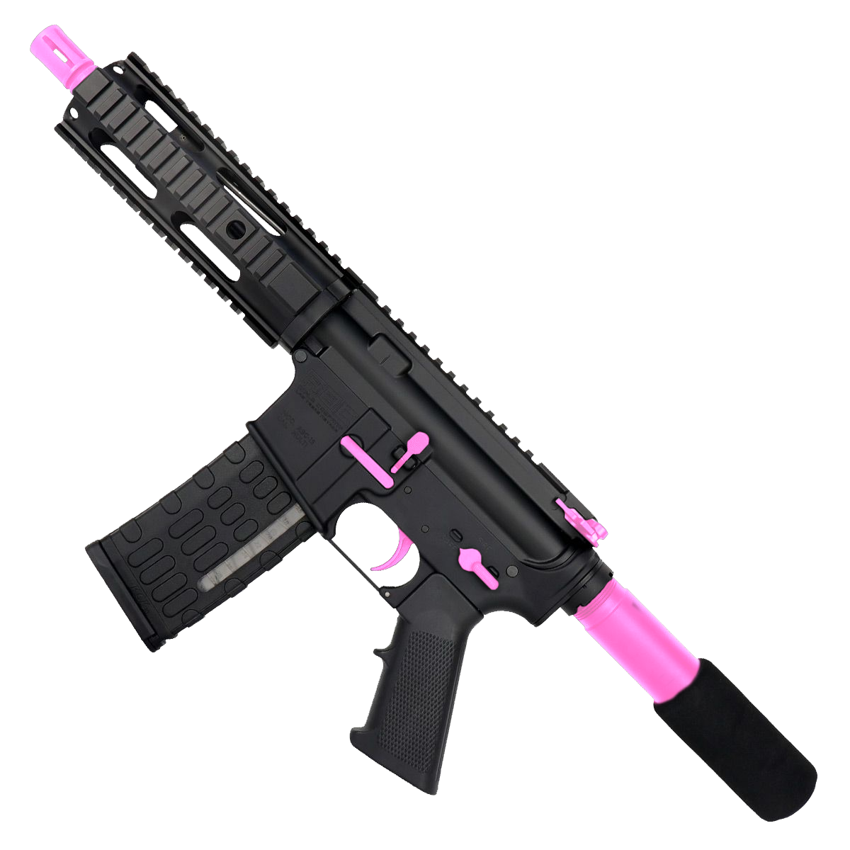 AR-15 Two-Tone Semi Auto .223/5.56 Tactical Pistol 7.5" Barrel 7" Quad Rail - Black and Sig Pink