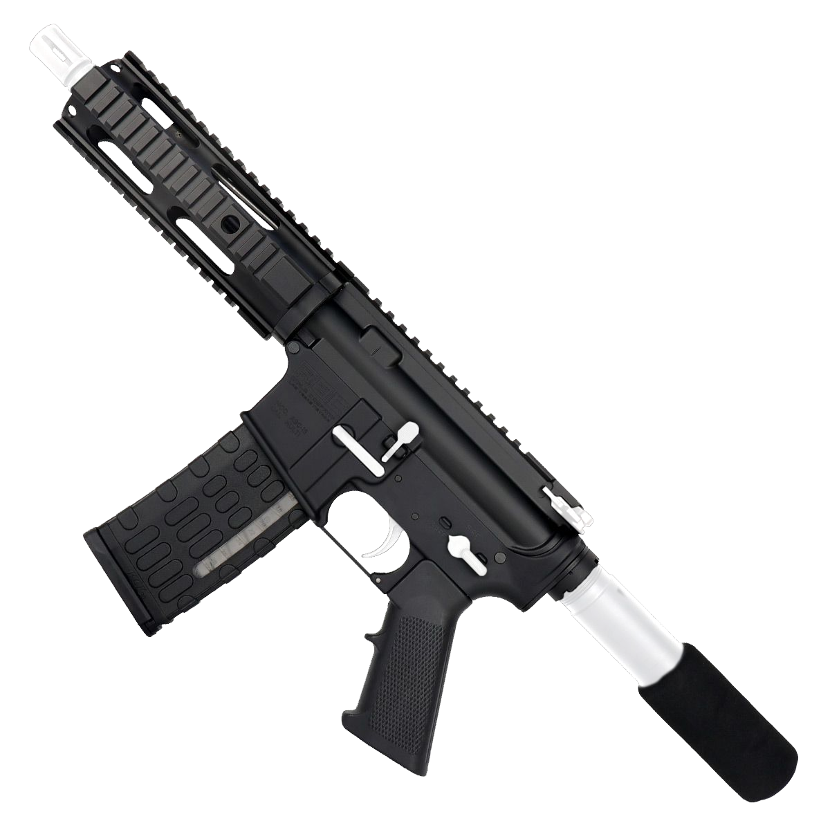 AR-15 Two-Tone Semi Auto .223/5.56 Tactical Pistol 7.5" Barrel 7" Quad Rail - Black and White