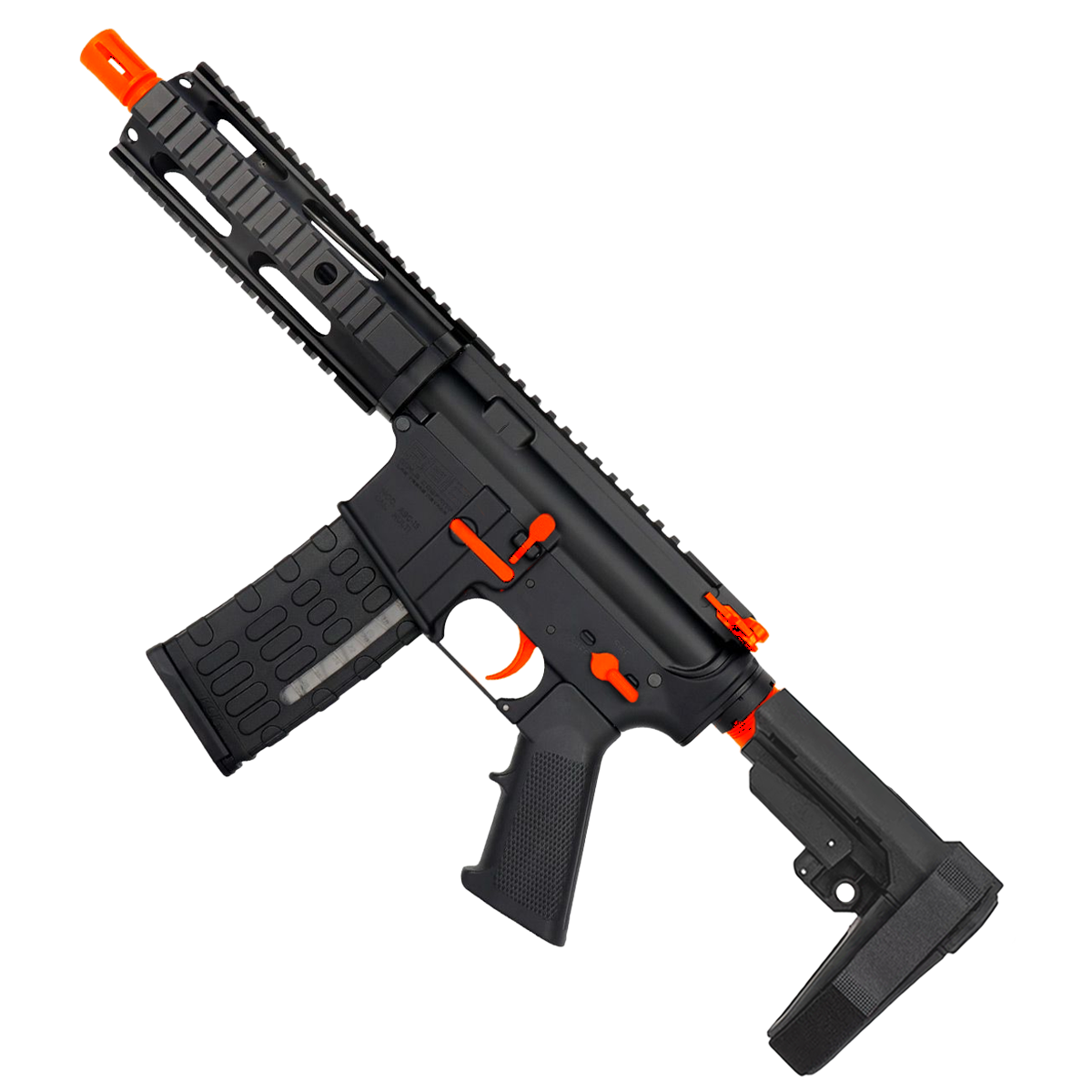 AR-15 Two-Tone Semi Auto .223/5.56 Tactical Pistol 7.5" Barrel 7" Quad Rail - Black and Hunter Orange