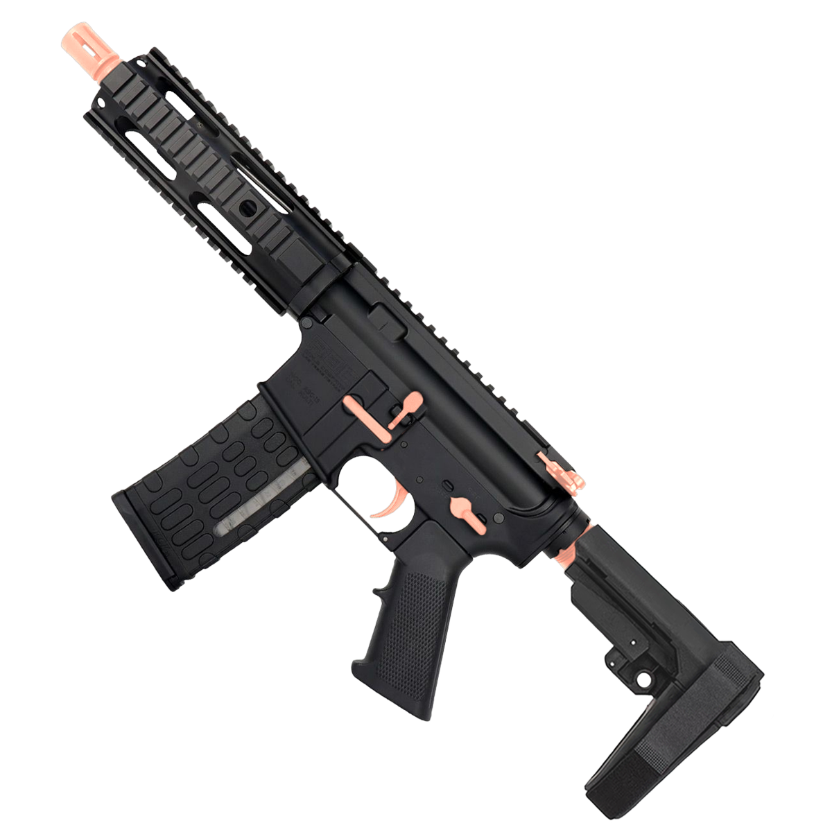 AR-15 Two-Tone Semi Auto .223/5.56 Tactical Pistol 7.5" Barrel 7" Quad Rail - Black and Rose Gold