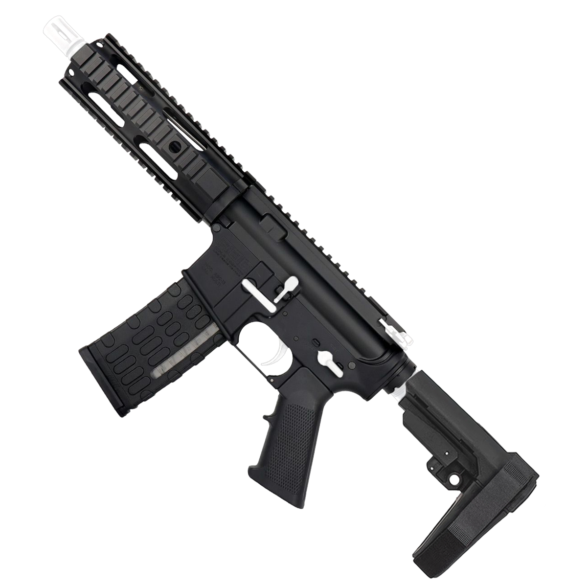 AR-15 Two-Tone Semi Auto .223/5.56 Tactical Pistol 7.5" Barrel 7" Quad Rail - Black and White