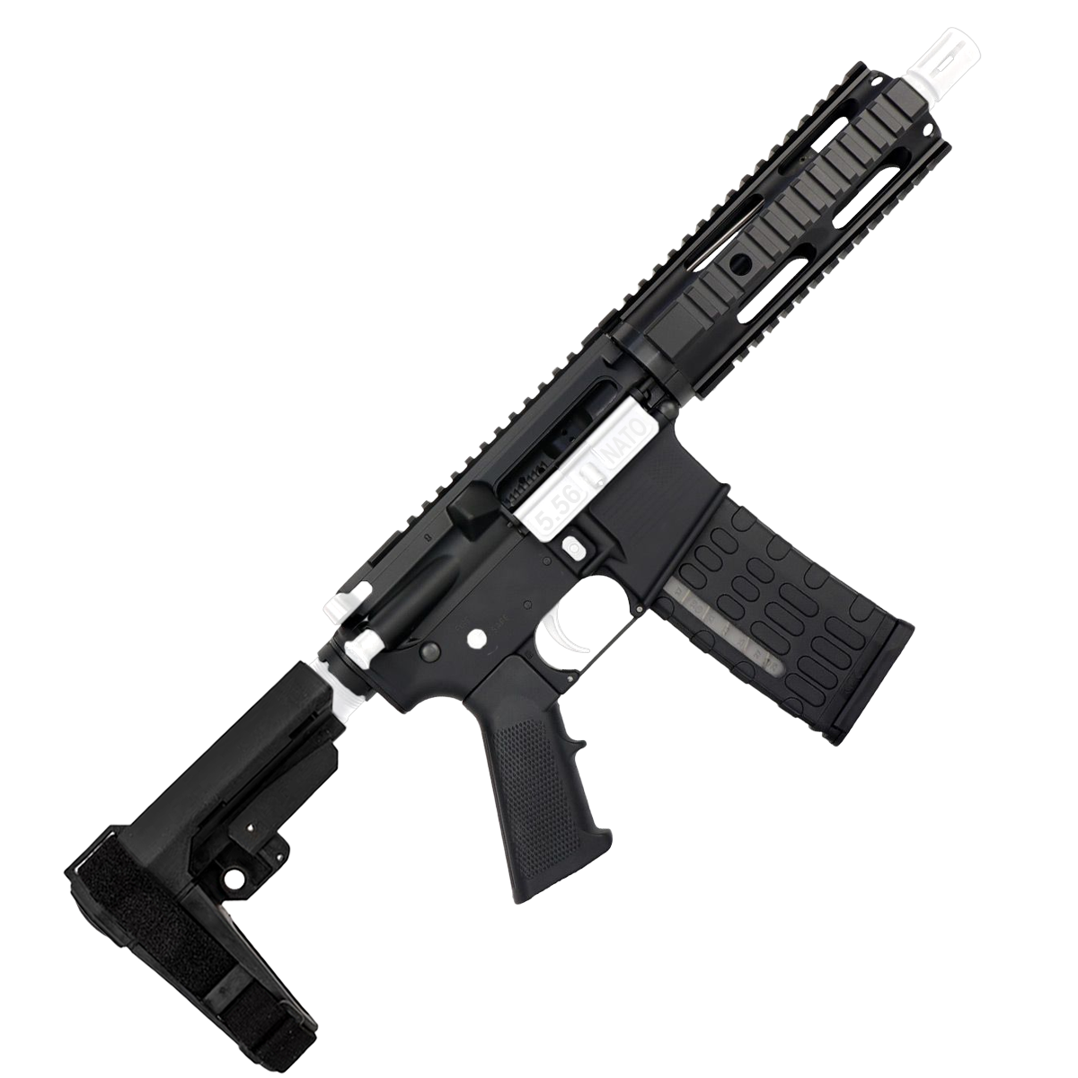 AR-15 Two-Tone Semi Auto .223/5.56 Tactical Pistol 7.5" Barrel 7" Quad Rail - Black and White