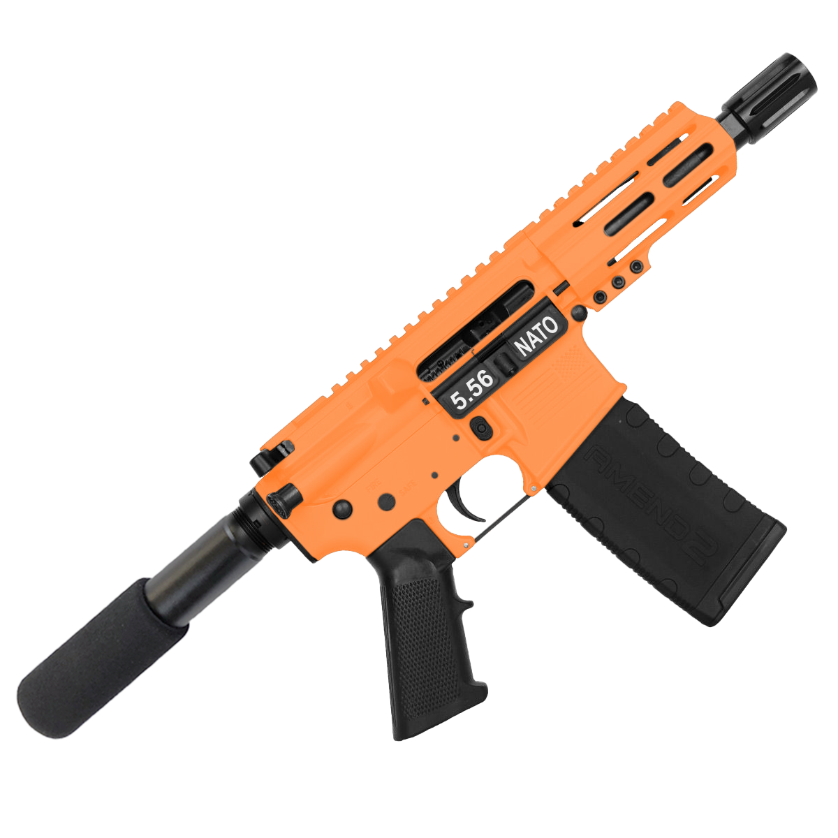 AR15 Micro .223/5.56 Pistol 5" Barrel 4" M-Lok Handguard - Tequila Sunrise Orange