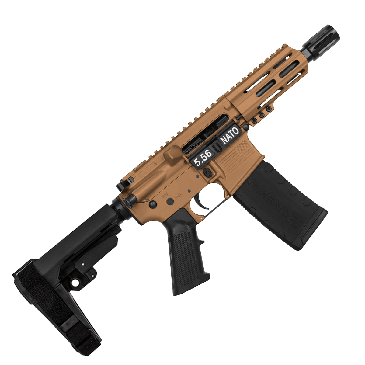 AR15 Micro .223/5.56 Pistol 5" Barrel 4" M-Lok Handguard- Burnt Bronze