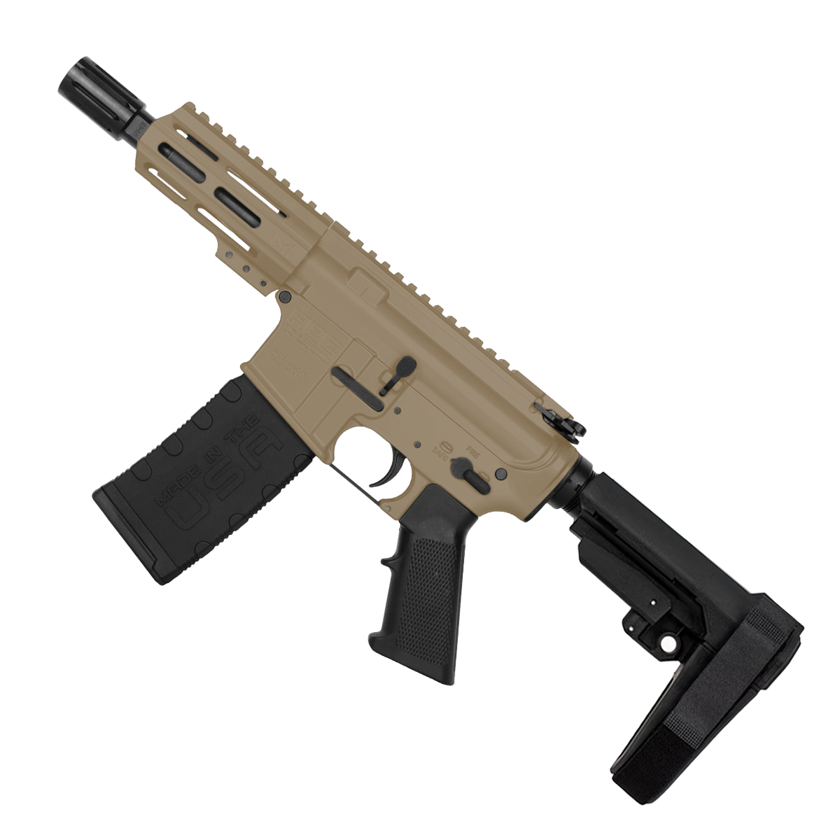 AR15 Micro .223/5.56 Pistol 5" Barrel 4" M-Lok Handguard - Magpul FDE