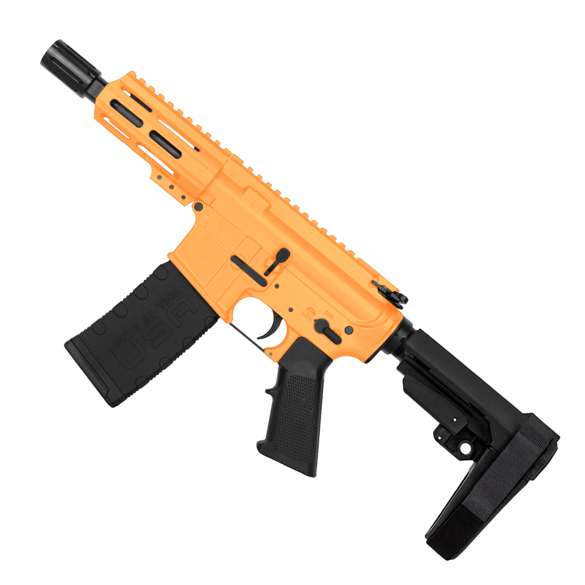 AR15 Micro .223/5.56 Pistol 5" Barrel 4" M-Lok Handguard - Tequila Sunrise Orange