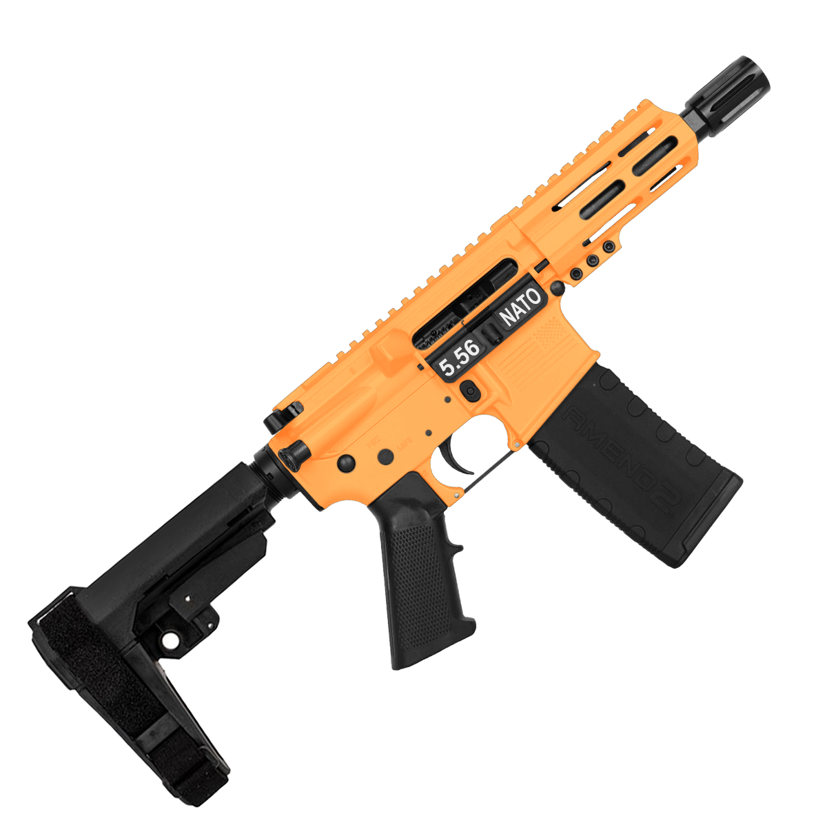 AR15 Micro .223/5.56 Pistol 5" Barrel 4" M-Lok Handguard - Tequila Sunrise Orange