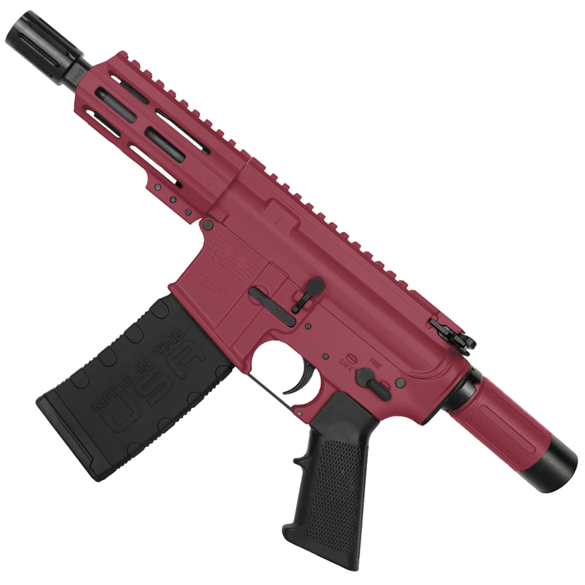 AR15 Micro .223/5.56 Pistol 5" Barrel 4" M-Lok Handguard w/ Micro Buffer Tube - Cranberry Frost