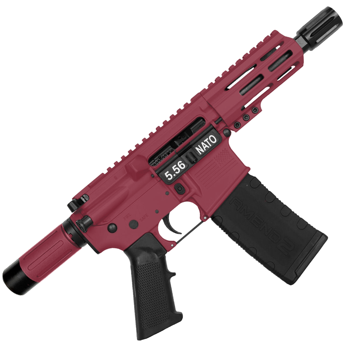 AR15 Micro .223/5.56 Pistol 5" Barrel 4" M-Lok Handguard w/ Micro Buffer Tube - Cranberry Frost