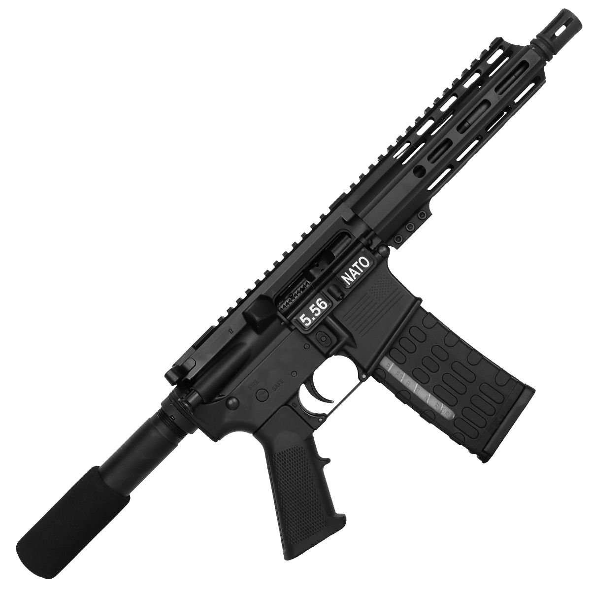 AR-15 Semi Auto .223 5.56 Pistol 7.5" Barrel 7" Custom D-Cut Front MLOK Handguard