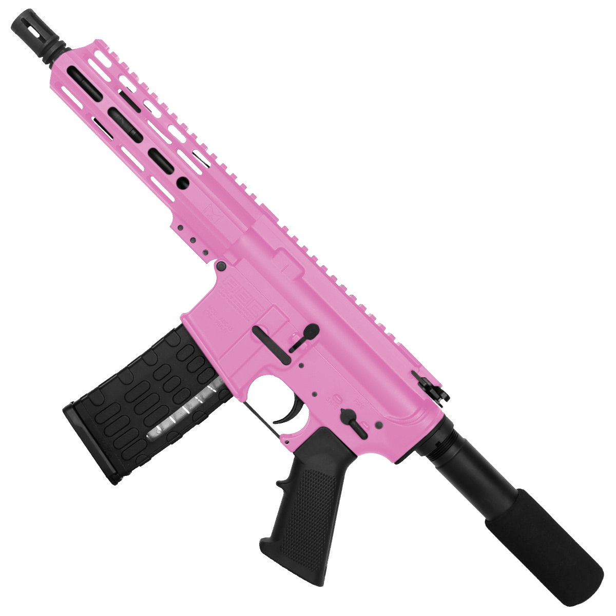 AR-15 Semi Auto .223 5.56 Pistol 7.5" Barrel 7" Custom D-Cut Front MLOK Handguard - Sig Pink
