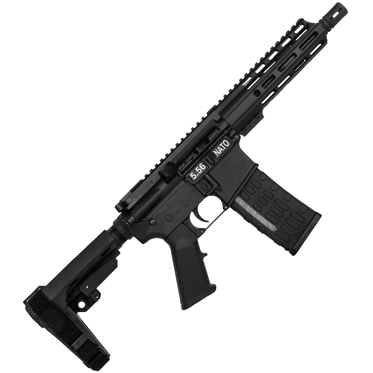 AR-15 Semi Auto .223 5.56 Pistol 7.5" Barrel 7" Custom D-Cut Front MLOK Handguard
