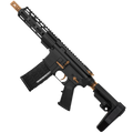 AR-15 Two-Tone Semi Auto .223 5.56 Pistol 7.5" Barrel 7" Custom D-Cut Front MLOK Handguard - Black and Burnt Bronze