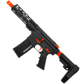 AR-15 Two-Tone Semi Auto .223 5.56 Pistol 7.5" Barrel 7" Custom D-Cut Front MLOK Handguard - Black and Hunter Orange