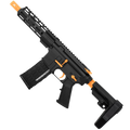 AR-15 Two-Tone Semi Auto .223 5.56 Pistol 7.5" Barrel 7" Custom D-Cut Front MLOK Handguard - Black and Tequila Sunrise Orange