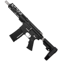 AR-15 Two-Tone Semi Auto .223 5.56 Pistol 7.5" Barrel 7" Custom D-Cut Front MLOK Handguard - Black and Glacier Silver
