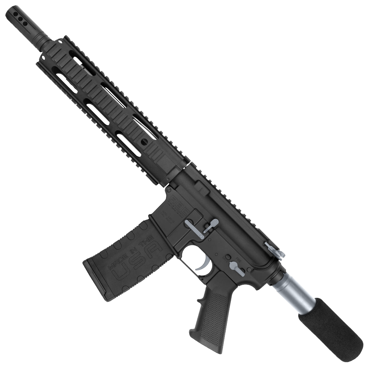 AR-15 Two-Tone Semi Auto 5.56 NATO Mid Range Pistol 10" Barrel Quad Rail Handguard - Black and Sniper Gray