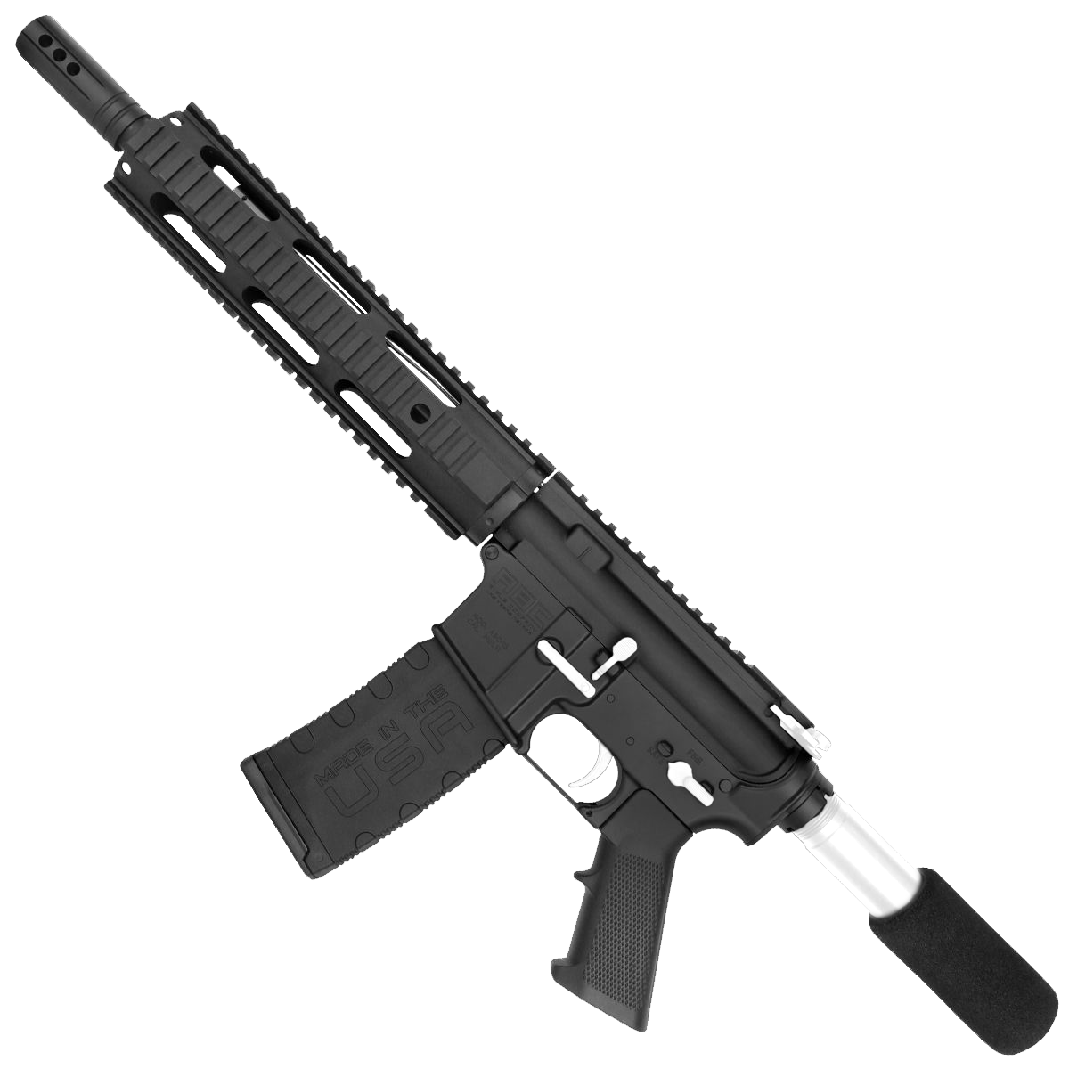 AR-15 Two-Tone Semi Auto 5.56 NATO Mid Range Pistol 10" Barrel Quad Rail Handguard - Black and White