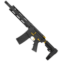 AR-15 Two-Tone Semi Auto 5.56 NATO Mid Range Pistol 10" Barrel Quad Rail Handguard - Black and Gold