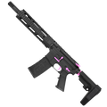 AR-15 Two-Tone Semi Auto 5.56 NATO Mid Range Pistol 10" Barrel Quad Rail Handguard - Black and Sig Pink